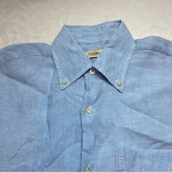 Peter Millar Light Blue 100% Linen Long Sleeve Button Down Shirt Size Medium - Picture 7 of 11